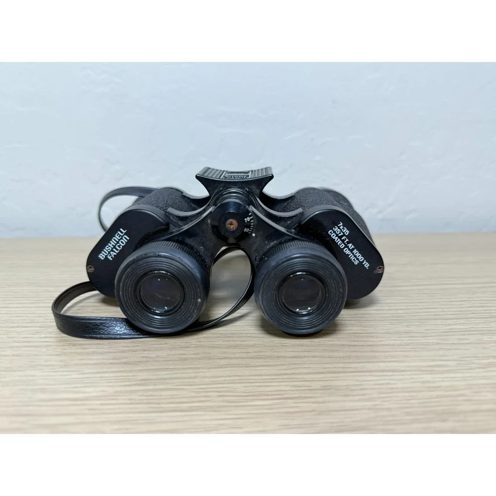 Vtg Bushnell Falcon Binoculars 7x35 Insta-Focus w/ Hard Case and Covers